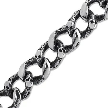 Threadless Zales Men's Skull Link Bracelet in Stainless Steel - 8.5"