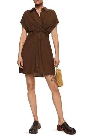 hej hej Mango - Bow Shirt Dress Chocolate - 0 - Women