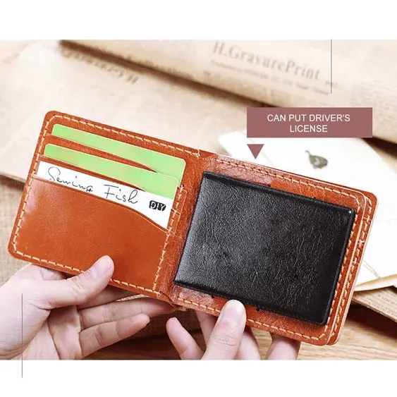 Taylor Stitch New DIY Hand Stitch Vintage Leather Short Wallet Clip Men's Wallet Self-Made Made
