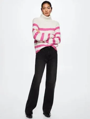 Ajaie Alaie Mango - Striped Turtleneck Sweater Fuchsia - M - Women