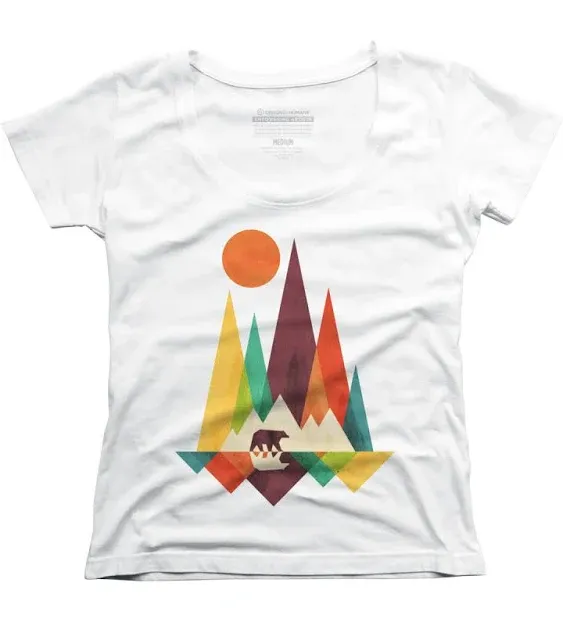 The Mountain Mountain Bear Womens White Graphic Scoop-Neck T-Shirt - Design by Humans