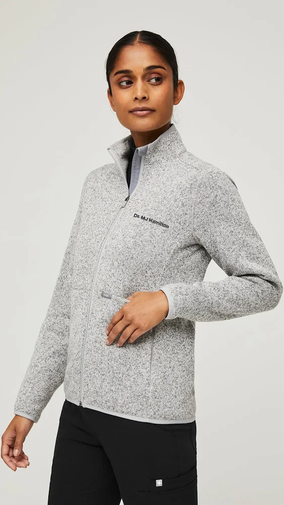 Satta Figs Womens Heathered Light Grey On-Shift - Sweater Knit Jacket