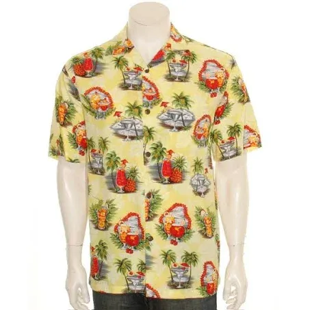 Hilo Hattie Hilo Hattie Tropical Martini Men's Aloha Shirt Yellow / Medium