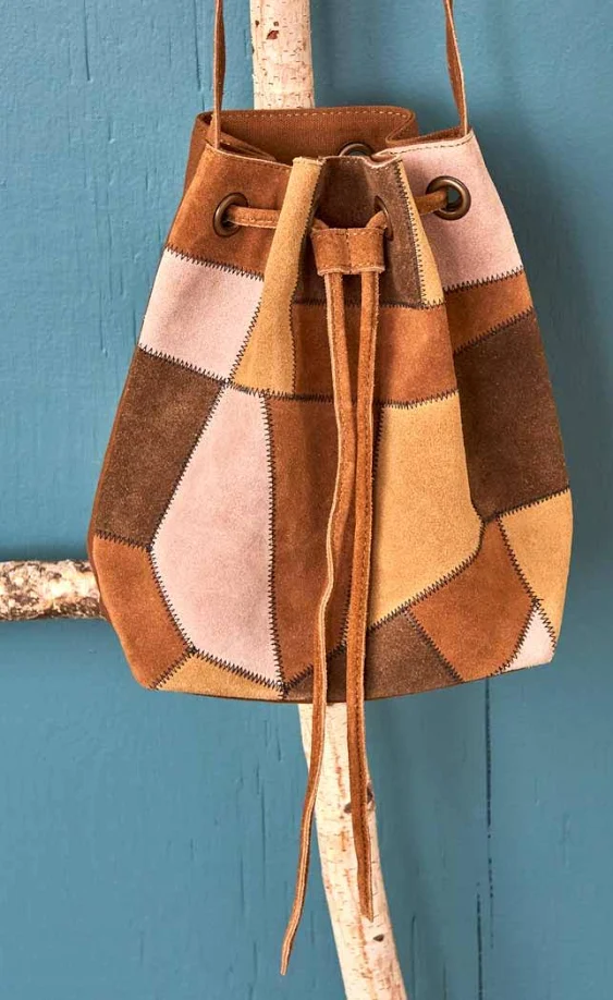 House of Holland Suede Patchwork Bucket Bag