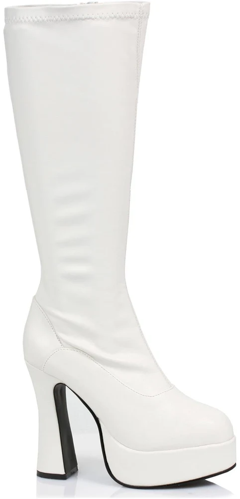 SPELL Ellie Shoes E-Chacha 5" Heel Stretch Knee Boots, White, 10