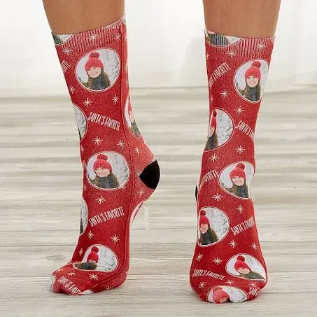 My Photo Socks Christmas Photo Personalized Adult Socks Multi