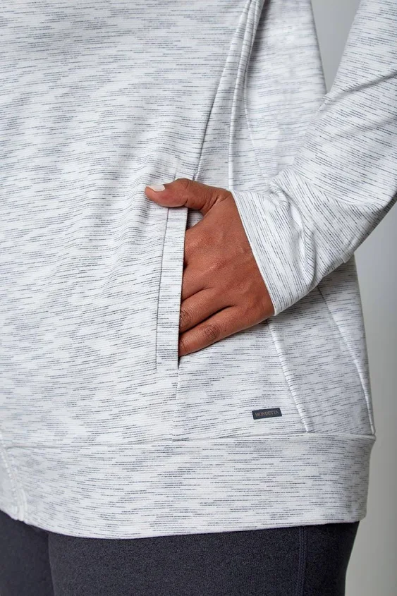 Ava + Esme Women’s Space Dye Knit Full Zip Jacket – Mondetta USA White/Grey Combo / XL