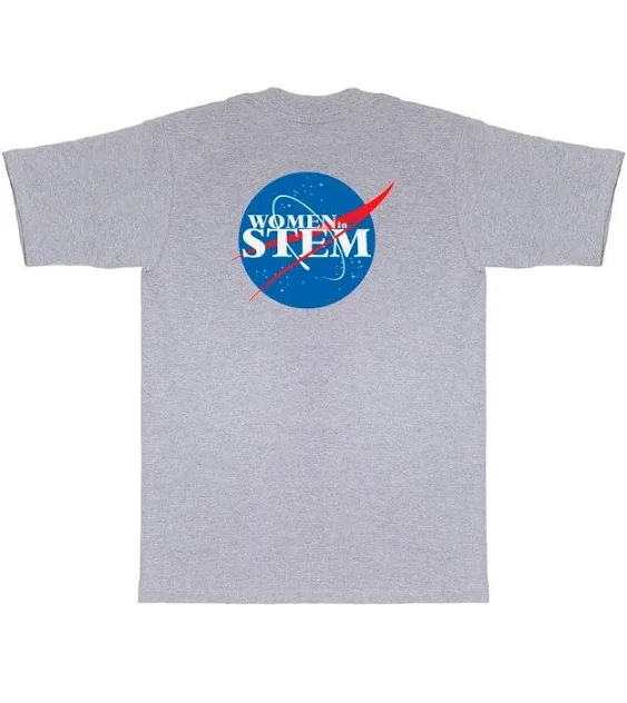 Playa Society Graphic T-Shirt | Women in Stem by Madedesigns - Heather Grey - Medium - Boxy T