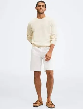 ECRU MANGO MAN - Structured cotton sweater off white - M - Men