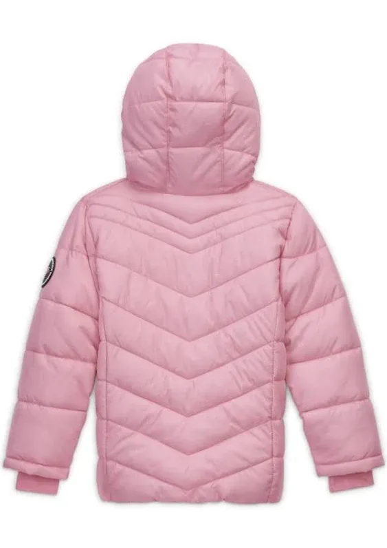 Nike Nike Little Girl's Zip-Up Hooded Puffer Jacket Chevron, Pink