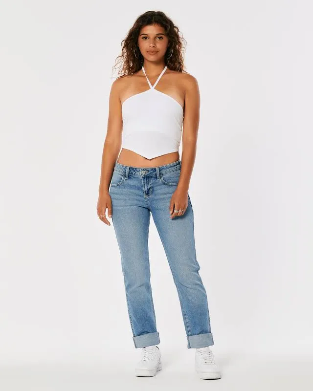 Lands End Women's Low-Rise Medium Wash Boyfriend Jeans in Medium Wash Size 5-S from Hollister