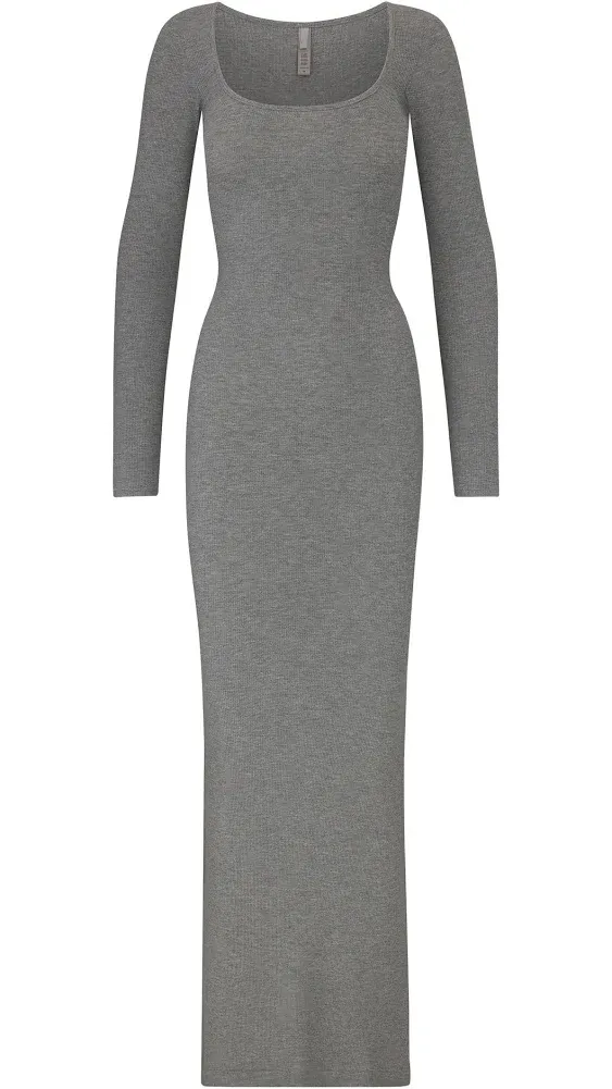 Gothicious Skims Soft Lounge Long Sleeve Dress | Grey | Plus Size | 3X