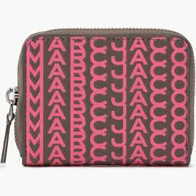O My Bag The Monogram Leather Zip Around Wallet in Taupe/Pink