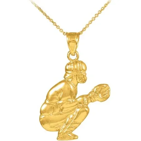 Baseballism Gold Baseball Catcher Charm Sports Pendant Necklace Gold M | Factory Direct Jewelry