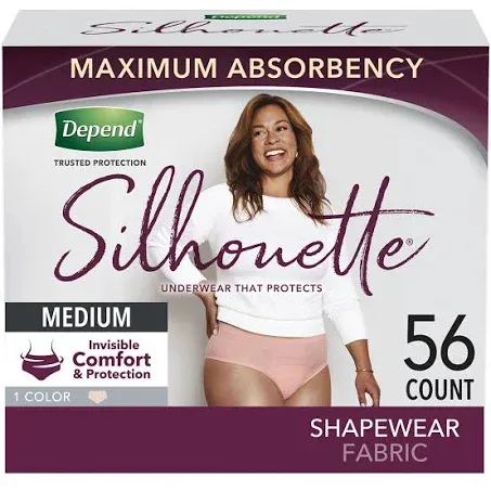 Assembly Label Depend Silhouette Briefs for Women Medium - Pink - Case of 56