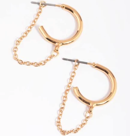 Hoops and Chains Gold Chain Loop Huggie Hoop Earrings | Lovisa Jewelry