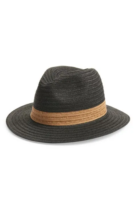 Nordstrom Packable Colorblock Braided Paper Straw Panama Hat