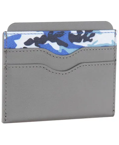 Bespoke Bespoke Men's Mini Wallet Gray One Size Camo Print Card Case Leather