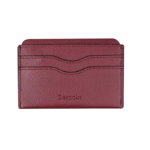 Bespoke Bespoke Men's Mini Wallet Red Solid Pebble Leather Grain Card Case