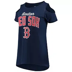 G-III Women's G-III 4Her by Carl Banks Navy Boston Red Sox Clear the Bases Cold Shoulder T-Shirt