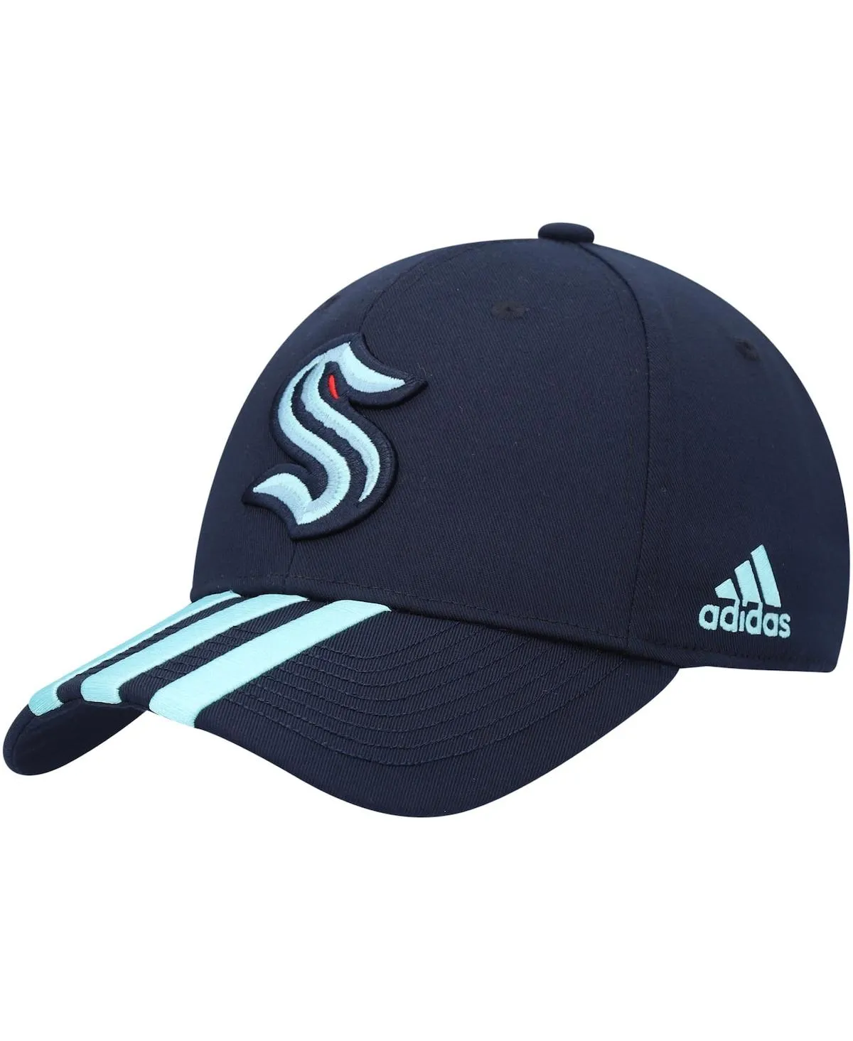 Adidas Men's Navy Seattle Kraken Locker Room Primegreen Three Stripe Adjustable Hat