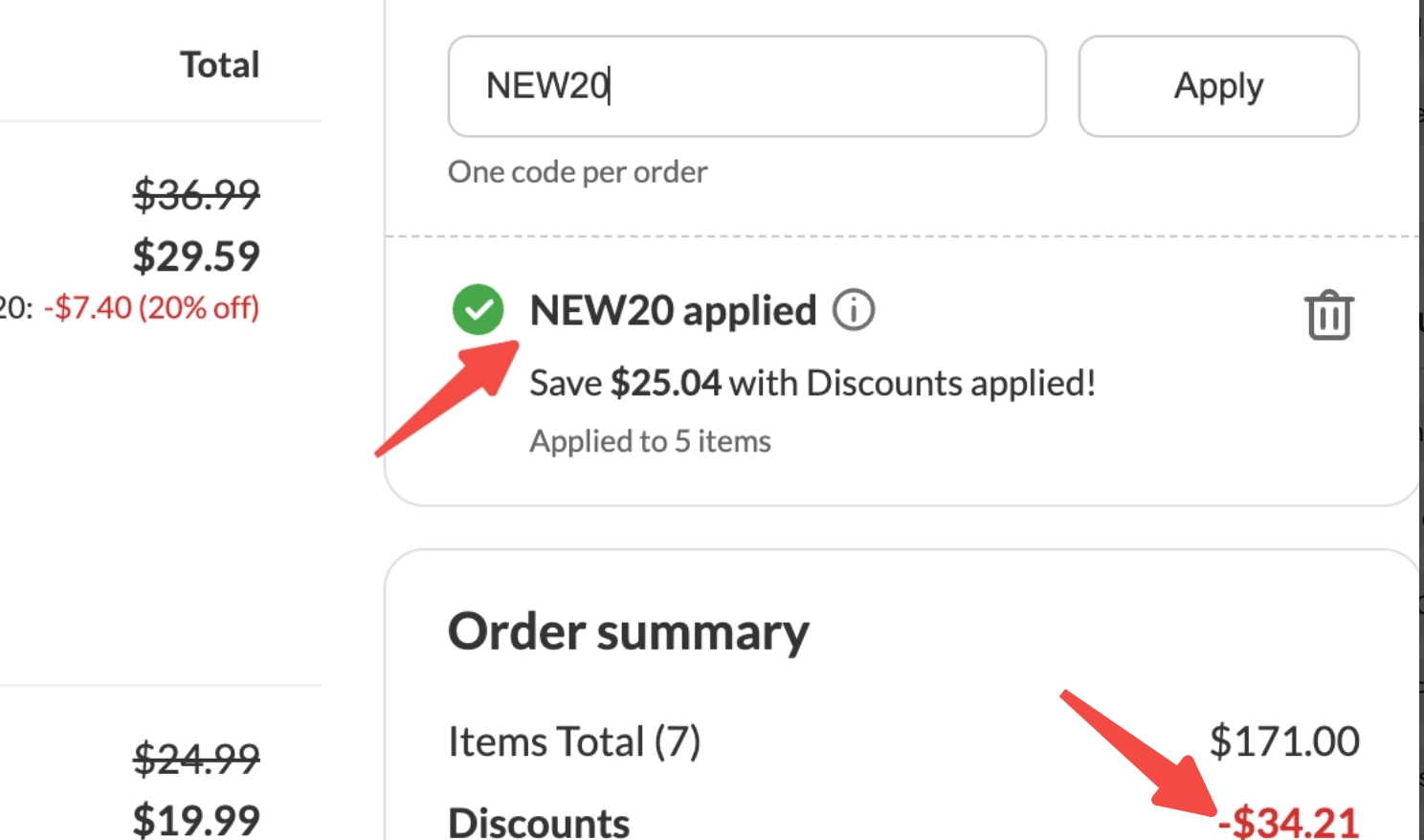 Step 4: Once you click Apply, you will see the discounted price reflecting the deducted amount.