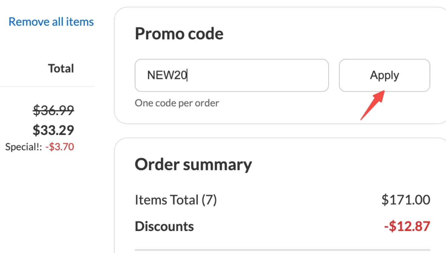 Step 3: When checking out at abchome.com, paste the discount code into the specified promotional code box.