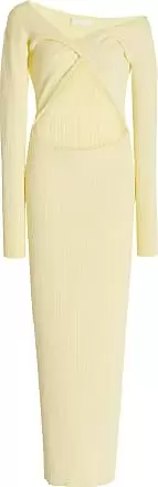 SIR Womens Kelvin Cutout Ribbed-Knit Off-The-Shoulder Maxi Dress - Yellow - Moda Operandi