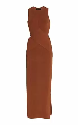 SIR Womens Josephine Cutout Ribbed-Knit Maxi Dress - Brown - Moda Operandi