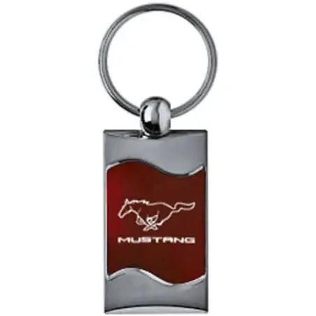 TOM FORD Gift Keychain Mustang Wave with Running Pony Logo Burgundy