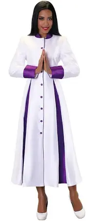ALESSANDRO VIGILANTE 03. Ladies 1-Piece Preaching Robe Dress in White & Purple